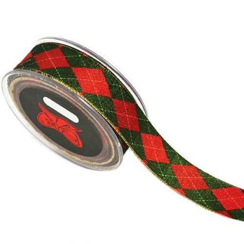 Κορδέλα 18μ. FREYA DIAMONT 2.3εκ.- Κόκκινη-Πράσινη