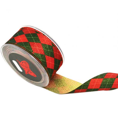 Κορδέλα 18μ. FREYA DIAMONT 3.5εκ. - Κόκκινη-Πράσινη