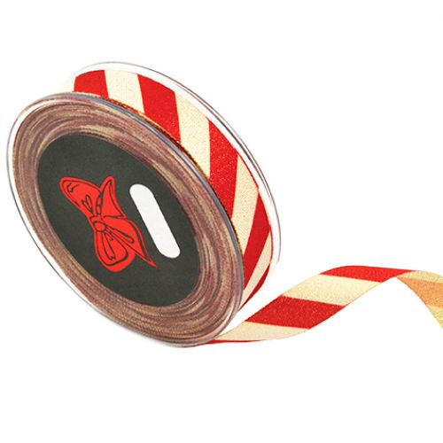 Κορδέλα 18μ. FREYA DIAGONAL 1.2εκ. - Κόκκινη-Ιβουάρ