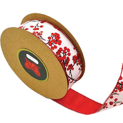 Κορδέλα 9μ. HOLLAND ILEX 4, 5εκ. - Λευκό-Κόκκινο