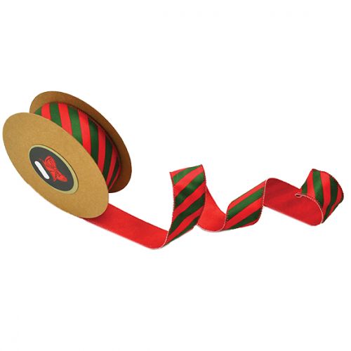 Κορδέλα 9μ. HOLLAND VELVET PARALLEL 43χιλ.-ΠΡΑΣΙΝΟ - ΚΟΚΚΙΝΟ