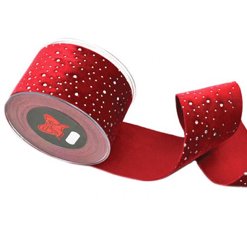 Κορδέλα 4,5μ. DIAMOND VELVET 6.7εκ. - Κόκκινη