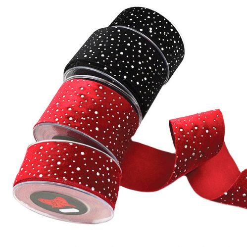 Κορδέλα 4,5μ. DIAMOND VELVET 6.7εκ. - Κόκκινη