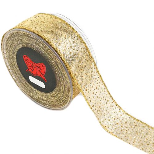 Κορδέλα 9μ. GLITTER SNOWSTORMS 4,3εκ. - Χρυσή