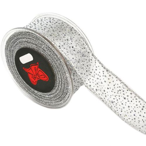 Κορδέλα 9μ. GLITTER SNOWSTORMS 4,3εκ. - Ασημί