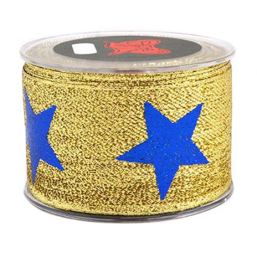 Κορδέλα 9μ. PALERMO METALLIC STAR 5εκ. - Μπλε