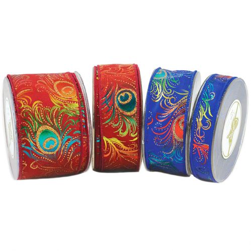 Κορδέλα 9μ. FEATHER PEAFOWL 4,3εκ. - Μπορντό