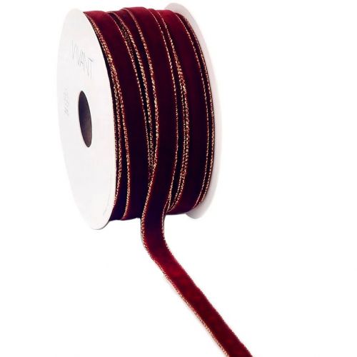 Κορδέλα 20μ. VELVETY GOLD 9χιλ. - μπορντώ