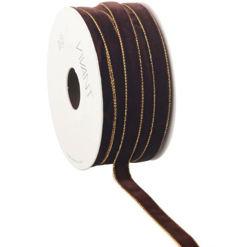 Κορδέλα 20μ. VELVETY GOLD 9χιλ. - καφέ