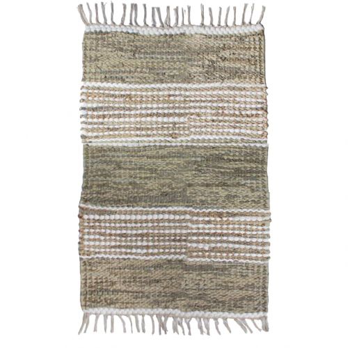 Χαλί Taj 60x90 Δέρμα & Γιούτα - Χακί ανοιχτό