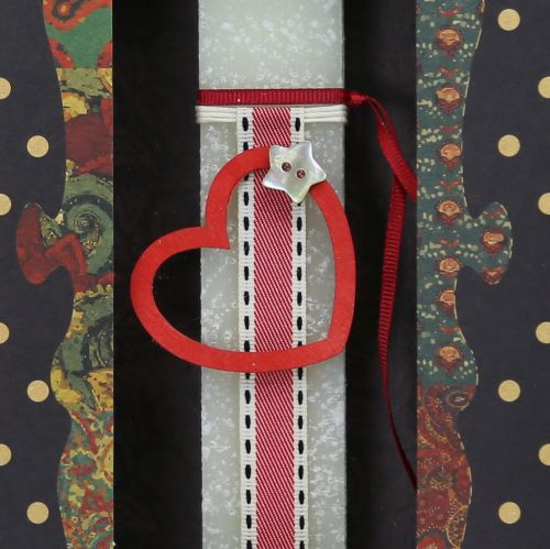 Λαμπάδα 20 Καρδιά - Κρεμ-Μπορντώ