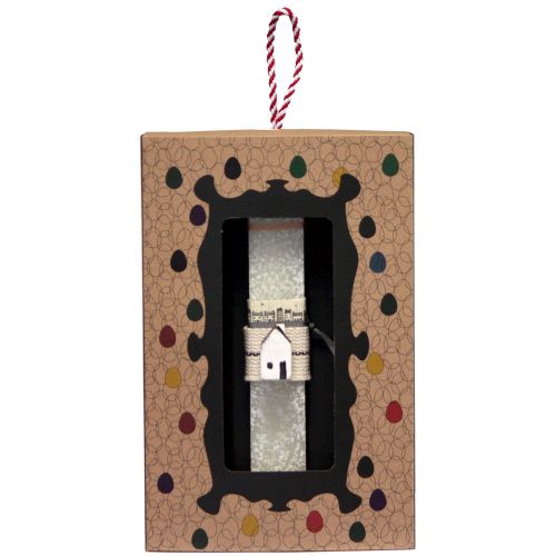 Easter Candle Little white hand painted wooden house