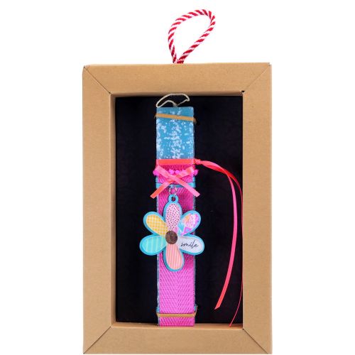 Λαμπάδα 20 εκ.Μπρελόκ λουλούδι - Βεραμάν 