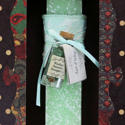 Easter candle with Crystals - Green Aventurine