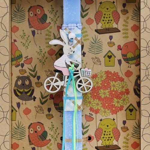 Easter Candle wooden rabbit/bicycle