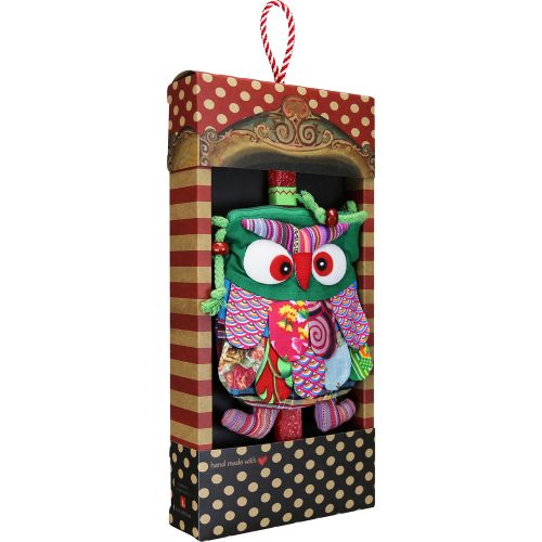 Easter candle with Bag Owl - Green