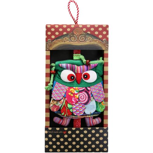 Easter candle with Bag Owl - Green