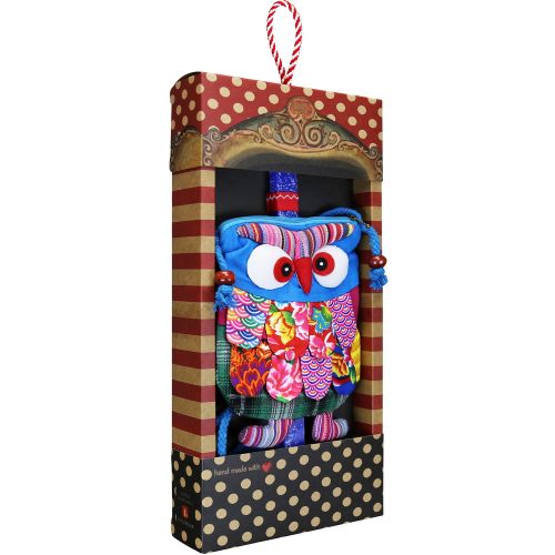 Easter candle with Bag Owl - Blue