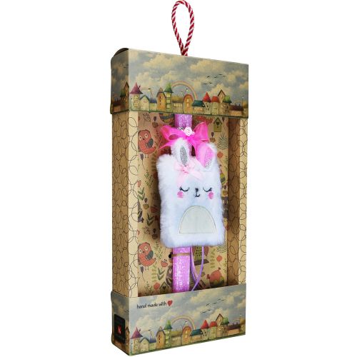 Easter candle with Plush Notebook - Bunny