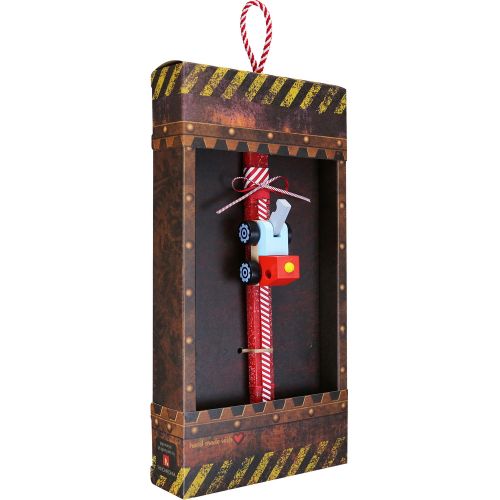 Easter candle with Mini Wooden Vehicle - Crane