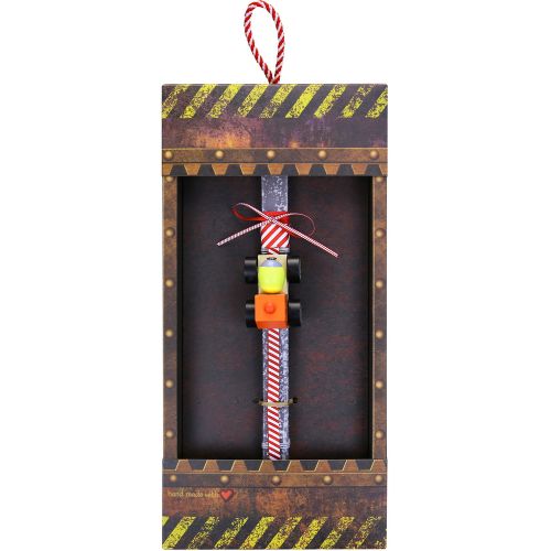 Easter candle with Mini Wooden Vehicle - Mixer
