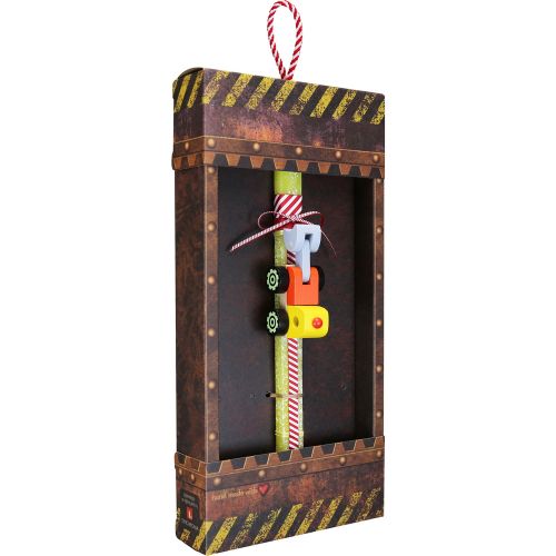 Easter candle with Mini Wooden Vehicle - Excavator