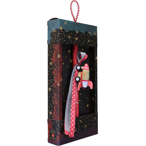 Easter candle with Wooden Rocket - Red