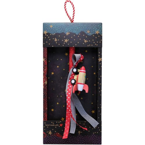 Easter candle with Wooden Rocket - Red