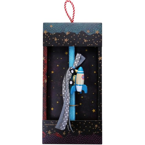 Easter candle with Wooden Rocket - Mint