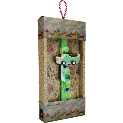 Easter candle with Wooden Animal with Wheels - Crocodile