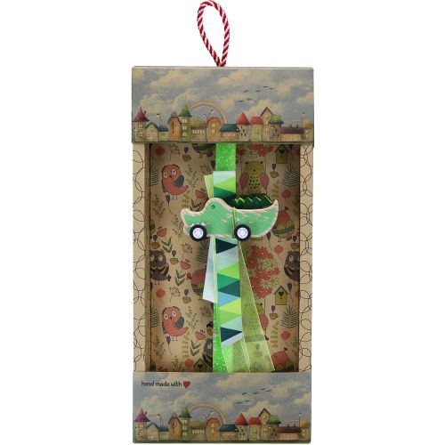 Easter candle with Wooden Animal with Wheels - Crocodile