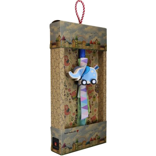 Easter candle with Wooden Animal with Wheels - Elephant