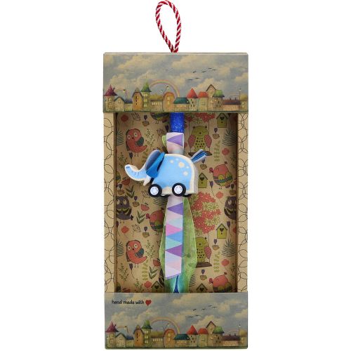 Easter candle with Wooden Animal with Wheels - Elephant