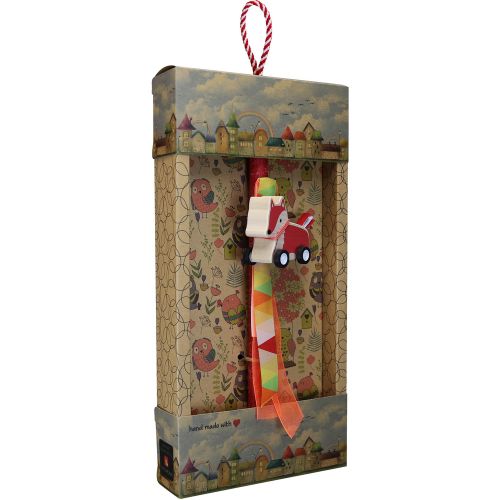 Easter candle with Wooden Animal with Wheels - Fox