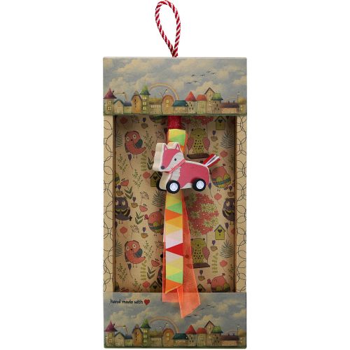 Easter candle with Wooden Animal with Wheels - Fox