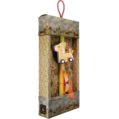 Easter candle with Wooden Animal with Wheels - Giraffe