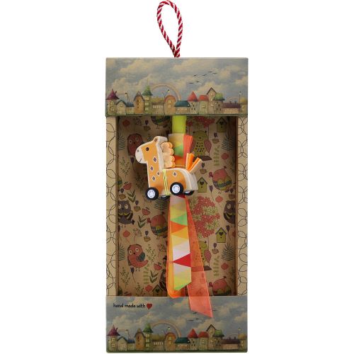 Easter candle with Wooden Animal with Wheels - Giraffe