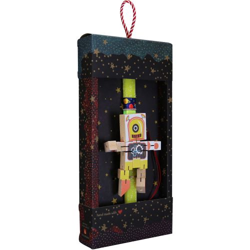 Easter candle with Robot Transformer - Yellow
