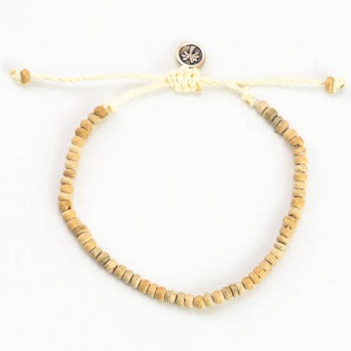 Βραχιόλι ξύλινες χάντρες - κρεμ