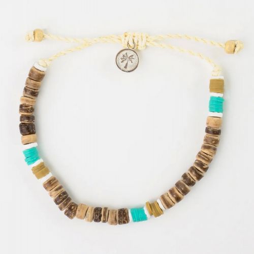 Βραχιόλι ξύλινες χάντρες - καφέ τιρκουάζ