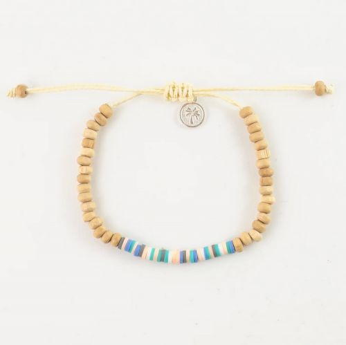 Βραχιόλι ξύλινες χάντρες - Μπεζ - fimo multi