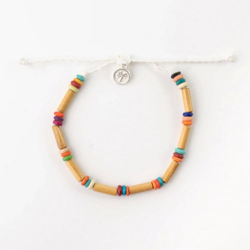 Βραχιόλι ξύλινες χάντρες - καφέ πολύχρωμο
