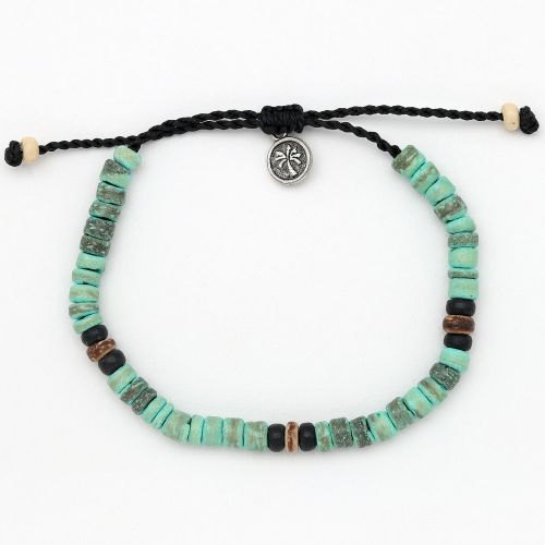 Βραχιόλι ξύλινες χάντρες - πράσινο χαλκού
