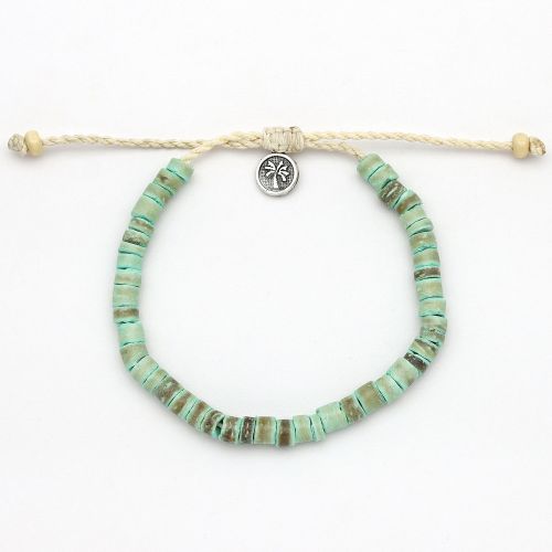 Βραχιόλι ξύλινες χάντρες - πράσινο ανοιχτό