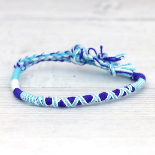 Βραχιόλι με κορδόνια - Σιέλ