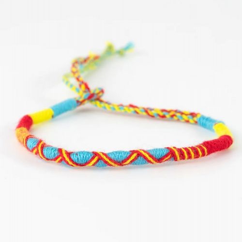 Βραχιόλι με κορδόνια - Σιέλ/Κόκκινο