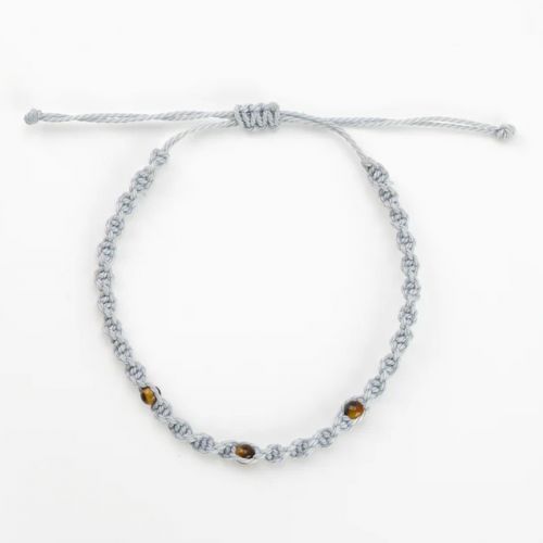 Βραχιόλι πλεχτό με φυσικές πέτρες - Γκρι