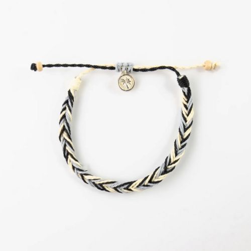 Βραχιόλι κοτσίδα - μαύρο κρεμ