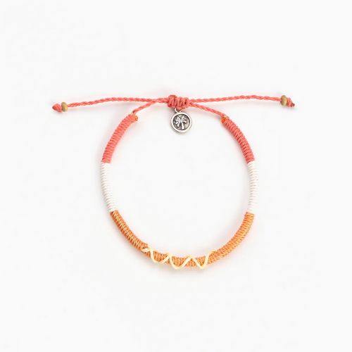 Βραχιόλι με κορδόνια - Σομόν κοραλί