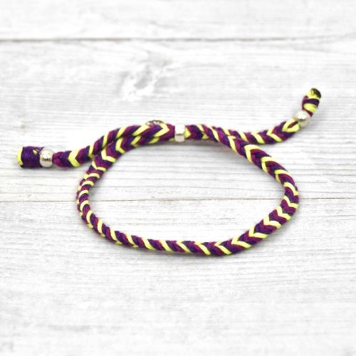 Βραχιόλι πλεκτό-Μωβ Κίτρινο